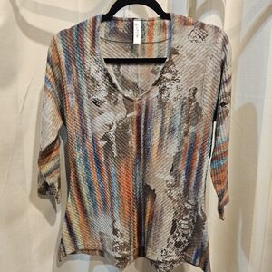 Colorful Striped Long Sleeve Women's Top